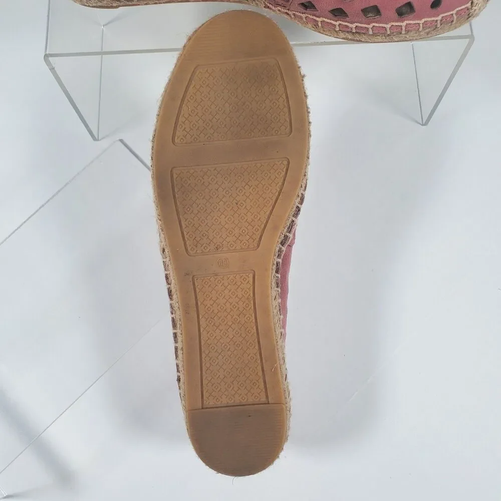 Tory Burch Women’s Suede Flats Size 6.5 Rose Pink Slip On Espadrilles 